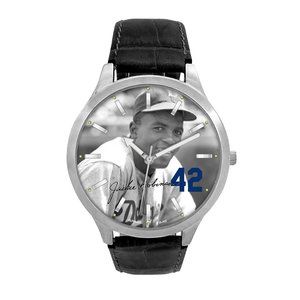 Jackie Robinson men's Watch - Pioneer Series Black Leather Band Gametime